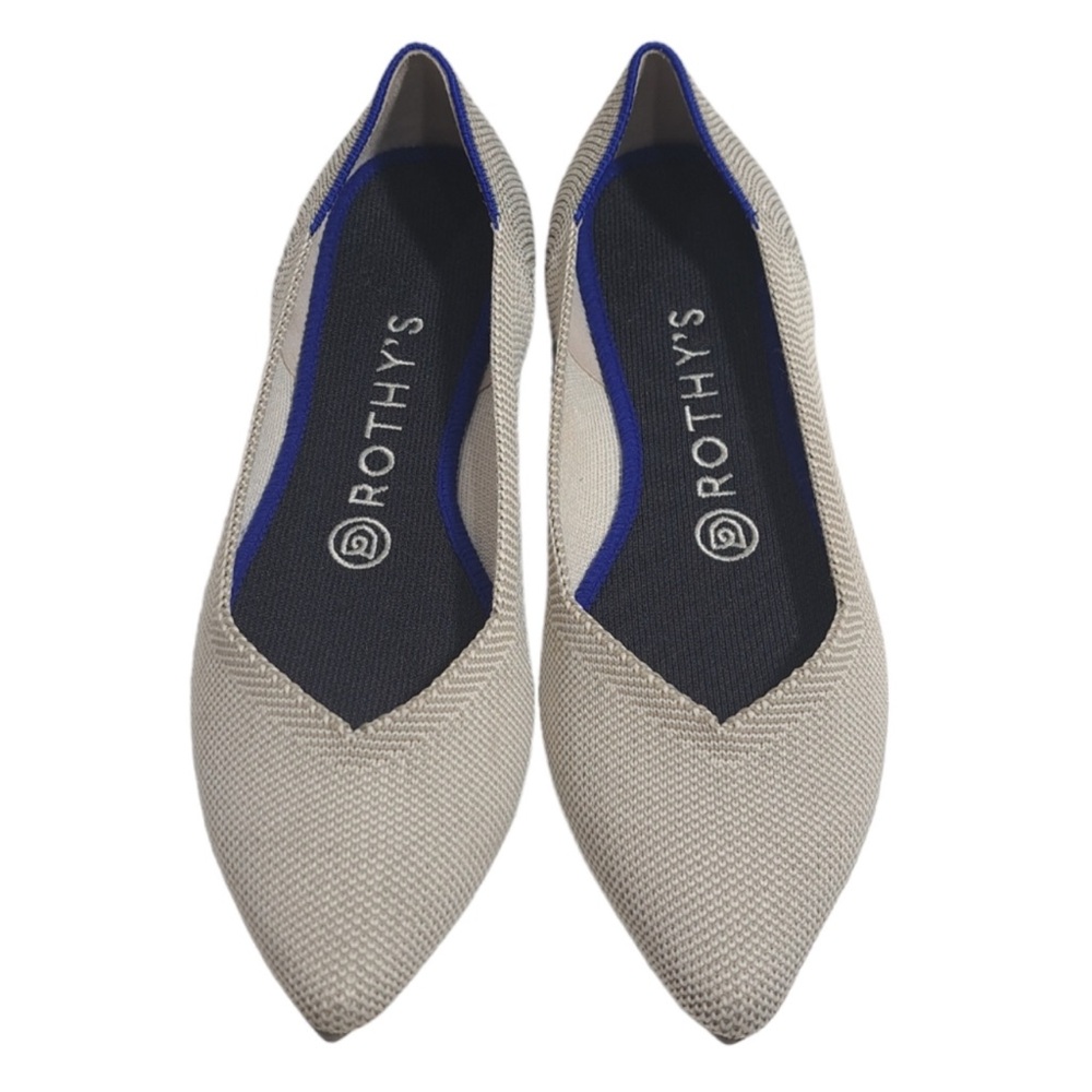 Rothy's Cream and Blue Flats